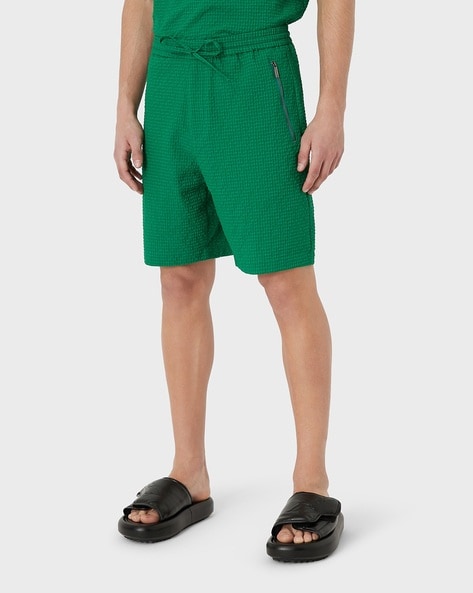 Buy EMPORIO ARMANI Checked Mid-Rise Shorts | Green Color Men | AJIO LUXE