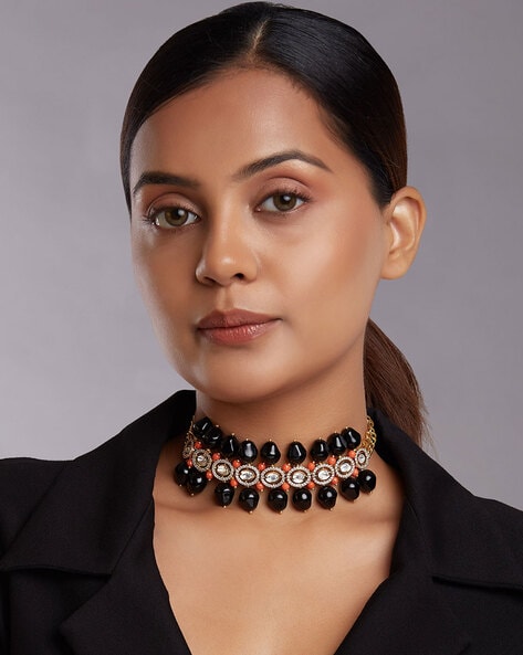 Black beads on sale choker necklace