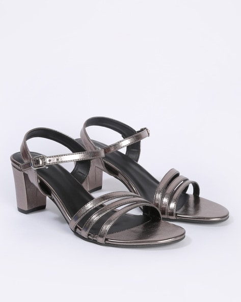 Glamorous Barely There Grey Block Heeled Sandals in Gray | Lyst