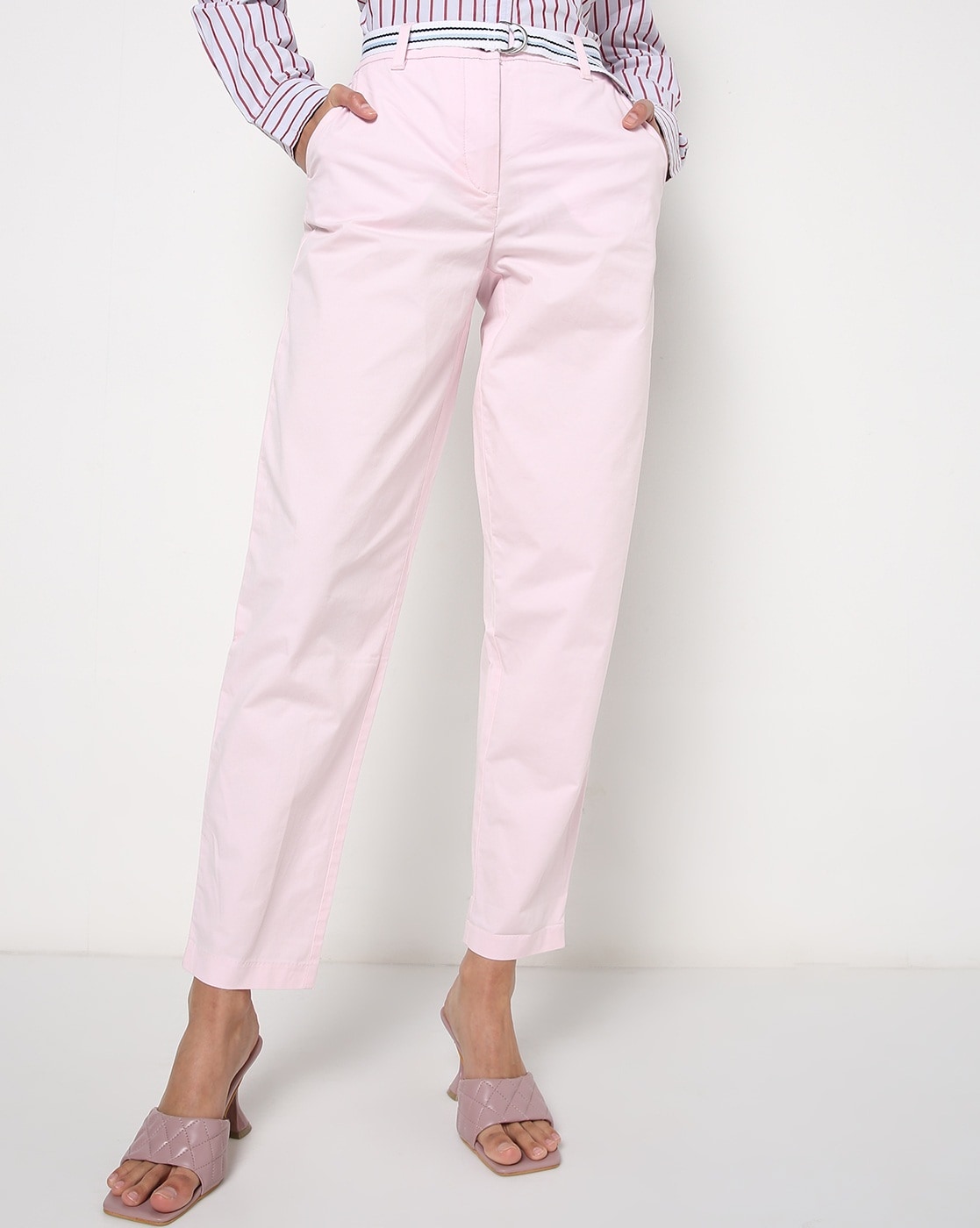 Only Biana Chino Trousers in Pink | iCLOTHING - iCLOTHING