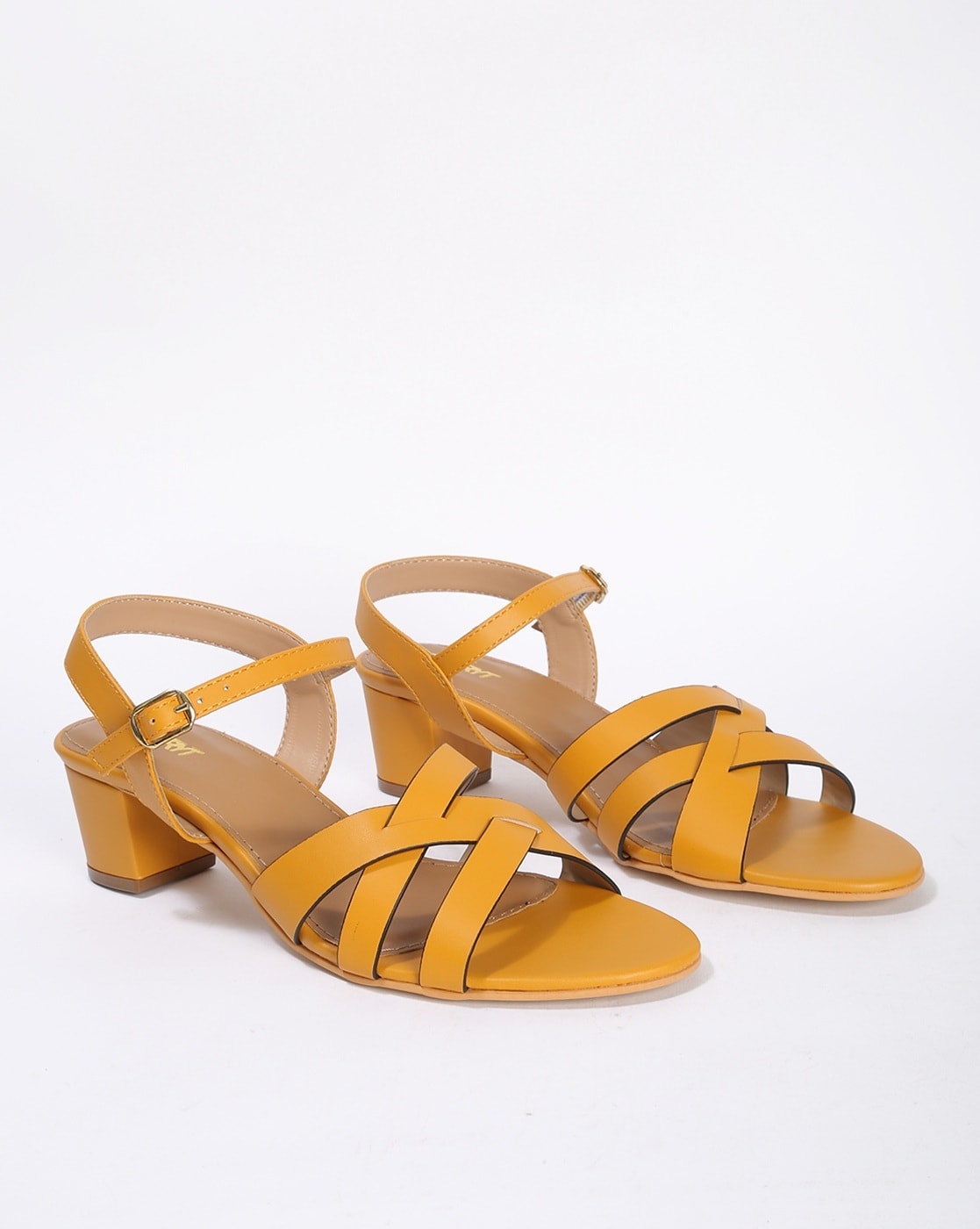 Buy Rag & Co Yellow Stud Embellished Sandals Online