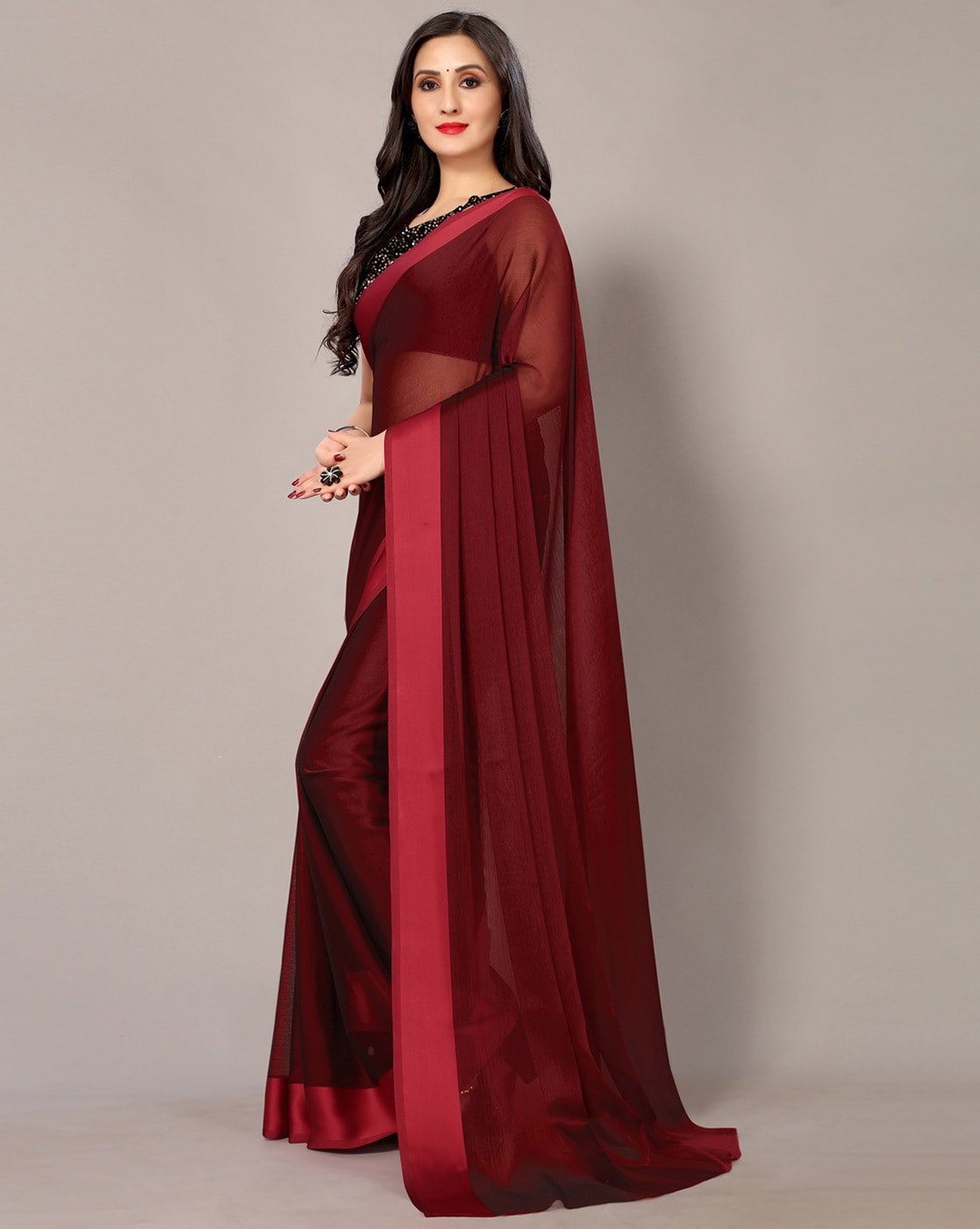 Maroon plain saree shapewear - G3-WSP00038 