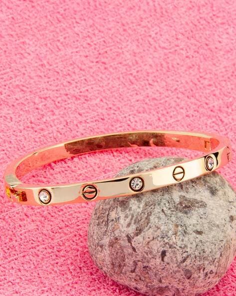 Buy JAZZ AND SIZZLE Rose Gold Plated American Diamond Ruby Studded Bangle  Style Floral Patterned Bracelet for Girls and Women  Pack of 1 at Amazonin