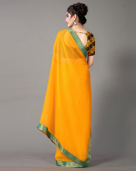 Mango Yellow & green pattu saree zari Saree handloom saree stitched bl –  Nihira
