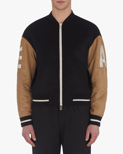 Buy EMPORIO ARMANI Colourblock Zip Front Bomber Jacket Black