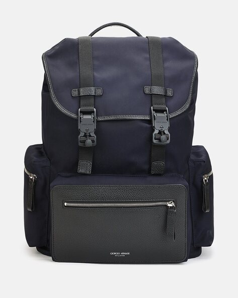 Buy GIORGIO ARMANI Two Tone Backpack with Logo Detailing | Navy Blue Color  Men | AJIO LUXE