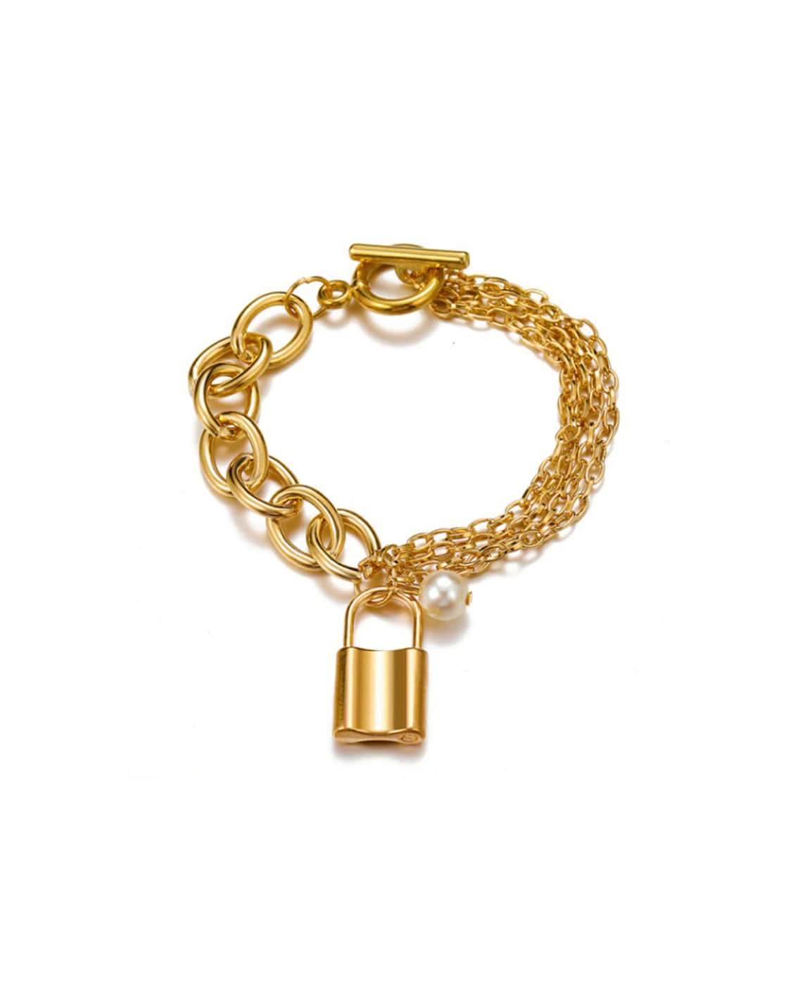 Heart Charm Lock Bracelet - Gold Vermeil - Oak & Luna