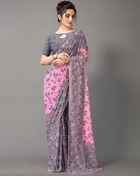 Full sequence Light Grey Designer Saree with Pink Blouse -  manmohitfashion.com – ManMohit Fashion