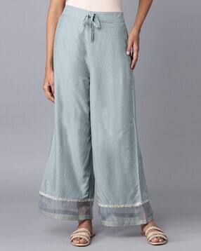 w Mid-Rise Palazzos with Drawstring Waist-picture-12