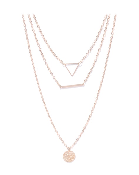 Brass Geometric Layering Necklaces