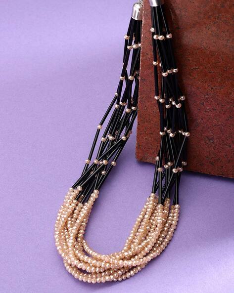 Razvi Black Beads Multilayer Multi-strand Beaded Necklace – AryaFashions