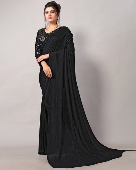 Buy Black Sarees for Women by AARRAH Online 