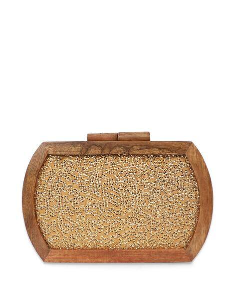 ARTFLYCK Embellished Wooden Mother of Pearl Clutch