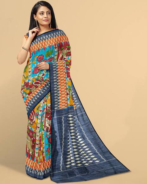 Buy Orange Sarees for Women by VARJA Online | Ajio.com