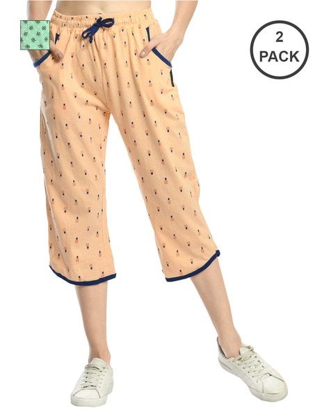 Pack of 2 Printed Capris with Drawstring Waist