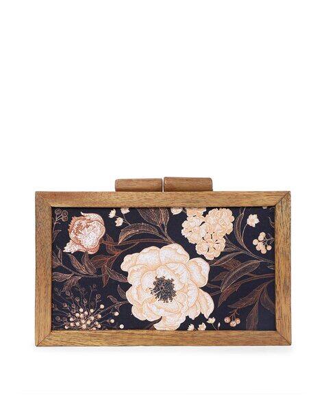 ARTFLYCK Floral Print Wooden Clutch