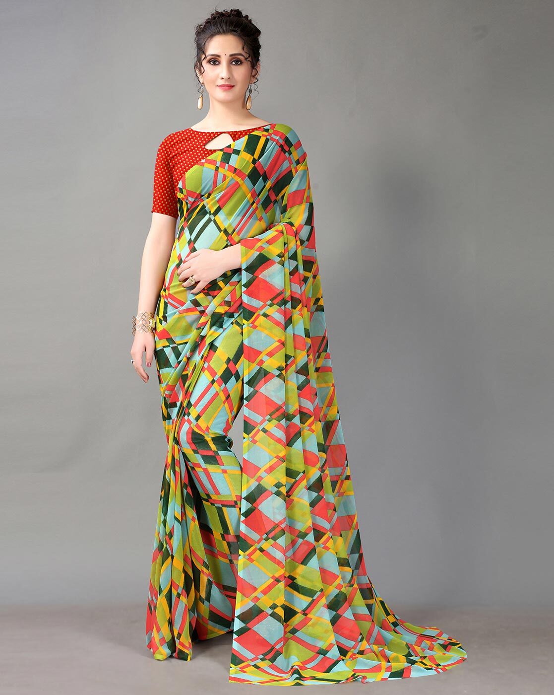 Buy Chiku Sarees for Women by Winza Designer Online | Ajio.com