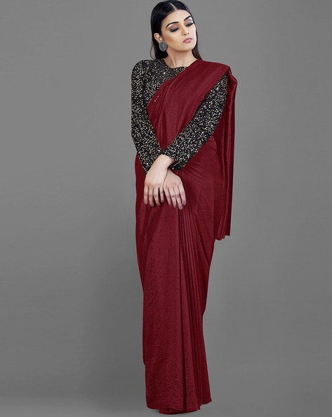 Party Wear Saree with Embellished Blouse