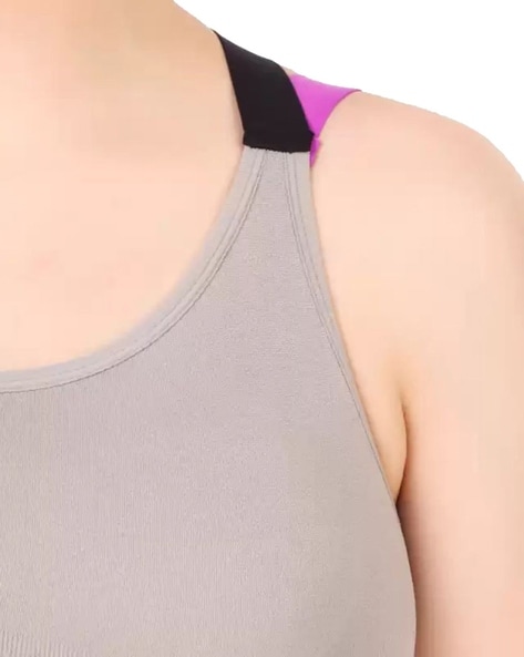 Buy Aimly Grey-Hot Pink Non-Padded Non-Wired Sports Bra Online at Best  Prices in India - JioMart.