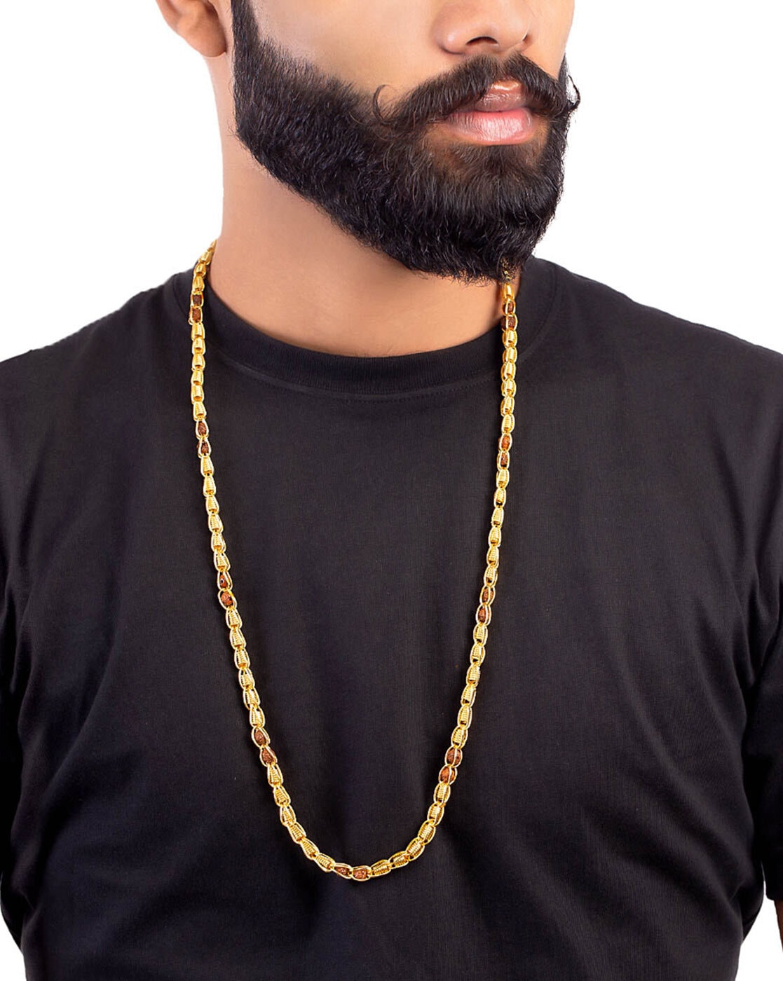 men wearing gold chain