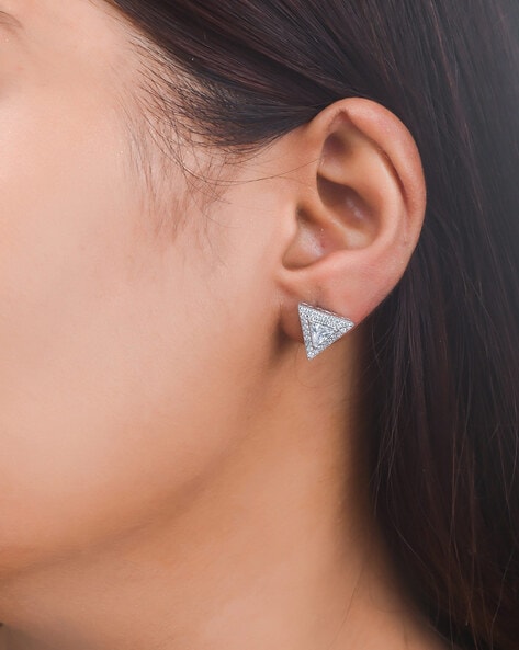 Cursive Triangle Stud Earring| 925 Silver – Purl Jewelry