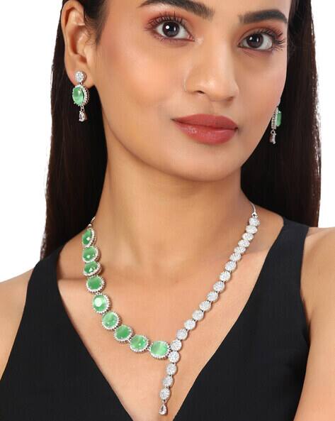 Voylla Silver Brass Necklace Set