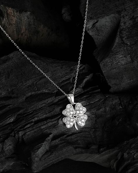 Clover Necklace 1/10 ct tw Diamonds Sterling Silver & 10K Rose Gold | Kay