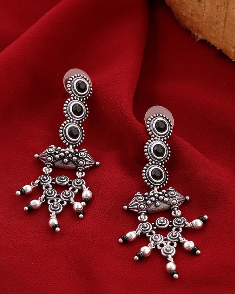 Buy Silver Alloy Stone And Beads Earring Online at Global Desi |  8905724153693