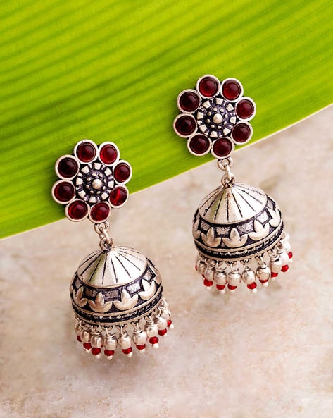 Buy Teejh Ethnic Niharika Silver Oxidized Jhumki Earrings Online At Best  Price @ Tata CLiQ