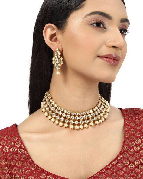 Kundan Gold Plated Brass Necklace Set