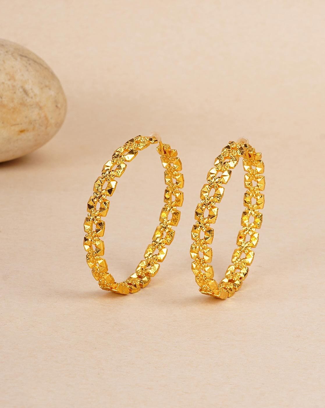 Stylish Golden CZ Zircon Hoop Earrings – Neshe Fashion Jewelry