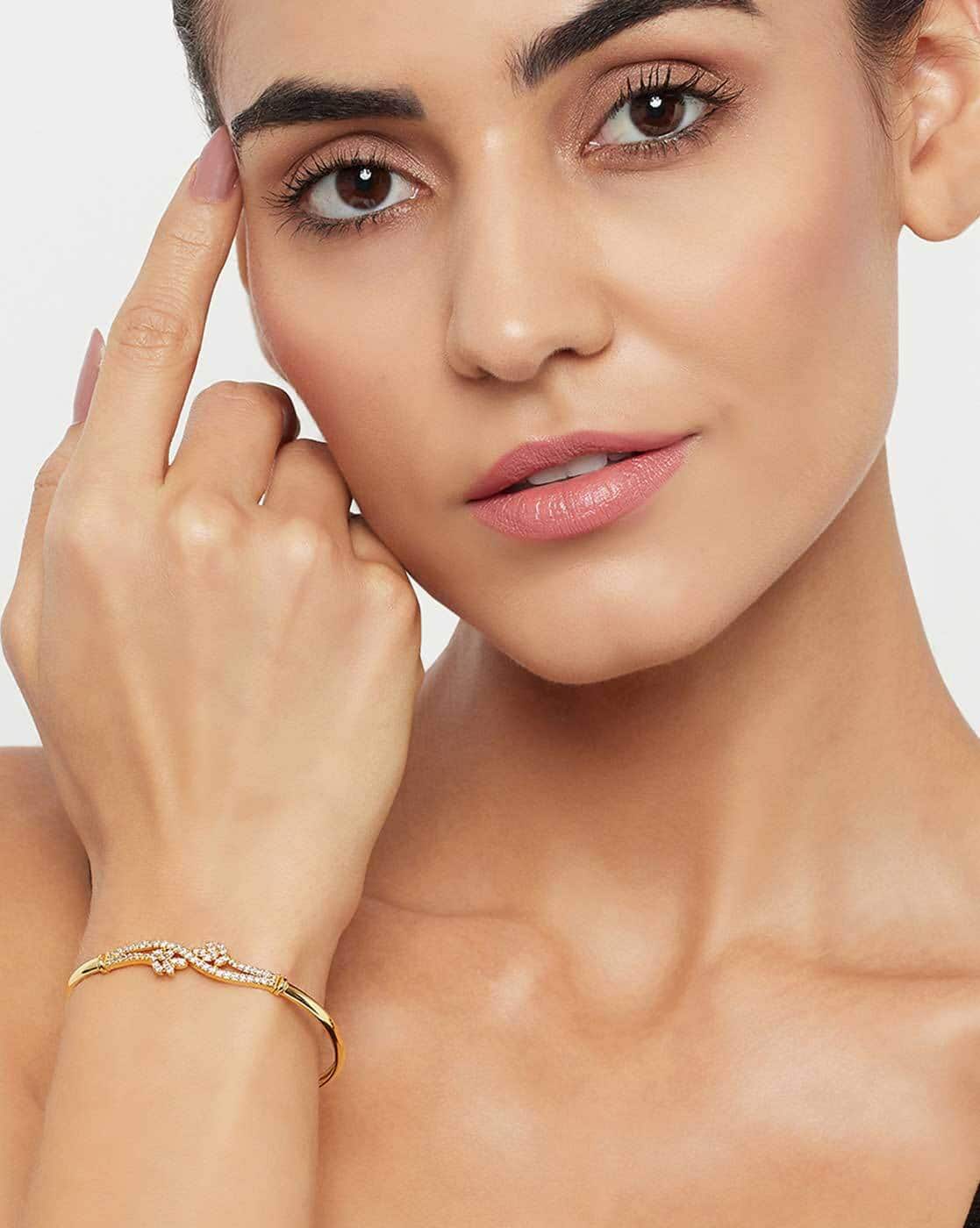 Sparkling Elegance Gold Plated Brass Bracelet