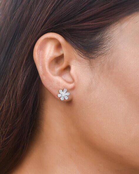 Voylla Generic Silver Plated Floral Stud Earrings