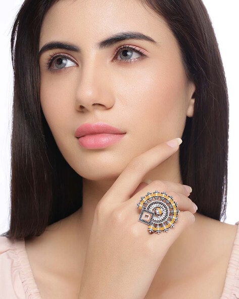 Buy Gold Plated Embellished Kundan Stone Ring by Ishhaara Online at Aza  Fashions.