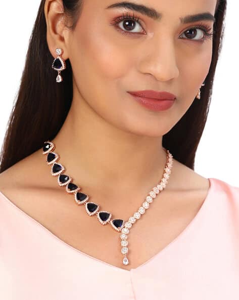 Voylla Rose Gold Brass Necklace Set