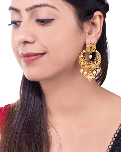 Gwalior Gold Toned Chandbali Earrings  VOYLLA