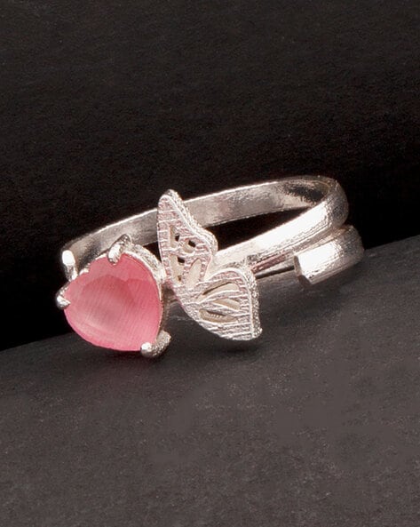 Hot pink gemstone ring, Designer silver gemstone ring at ₹9550 | Azilaa