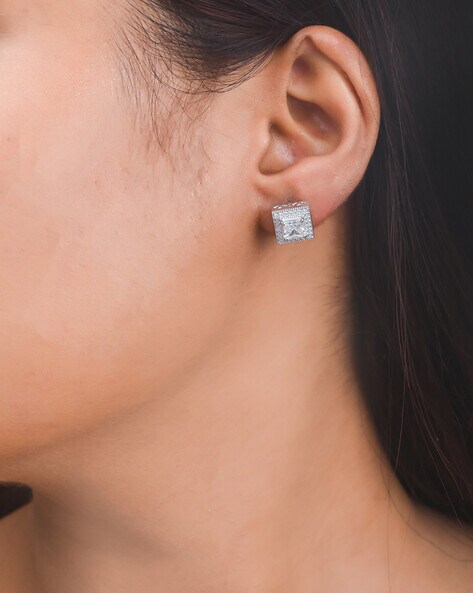 Sparkling Elegance Hexagonal Cz Studded Earrings – VOYLLA