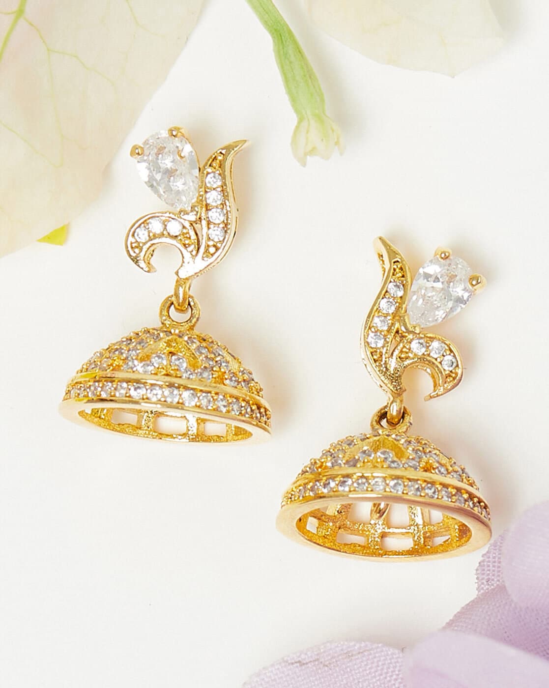 Sparkling Elegance Marquise Cut CZ Jhumka Earrings – VOYLLA