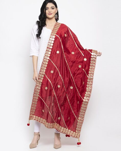 Embellished Dupatta with Pompoms Price in India