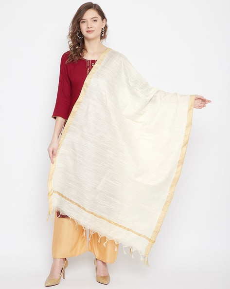 Tussar Dupatta with Tassels Price in India