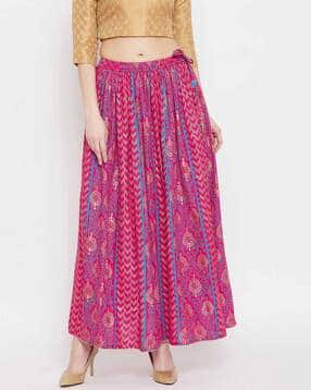 Geometric Print Flared Skirt