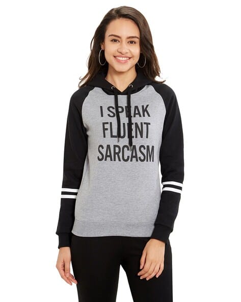 MANIAC Typography Print Raglan Sleeves Hoodie