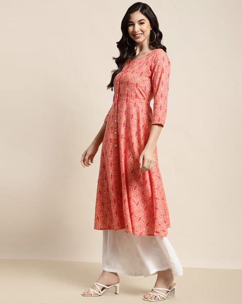 Abstract Print A-Line Kurta view 2
