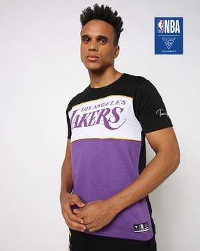 Los Angeles Lakers Black Mesh Crew Neck T-Shirt By Mitchell & Ness - Mens