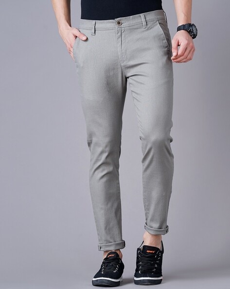 Buy British Club Men Grey Smart Casual Trousers - Trousers for Men 689391 |  Myntra