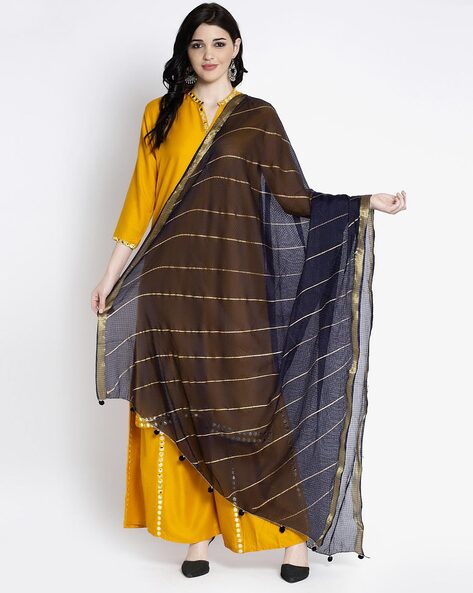 Striped Dupatta with Applique Detail Price in India