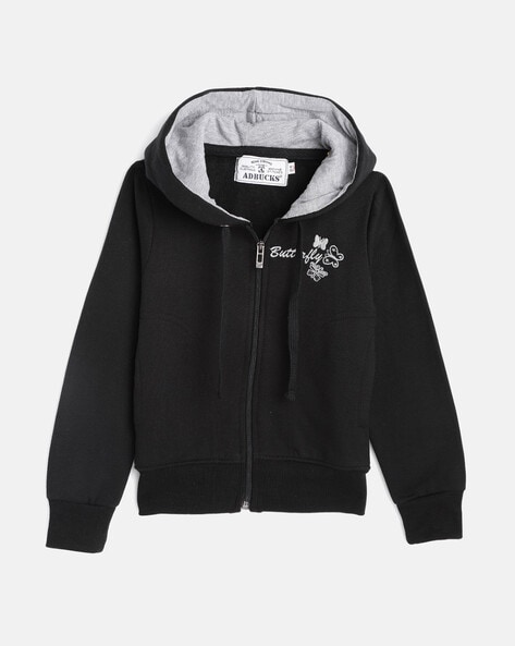 Girls black zip on sale up