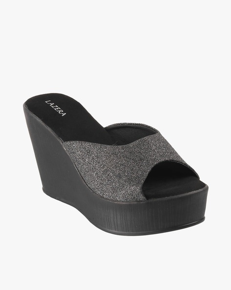 Black discount platform wedges