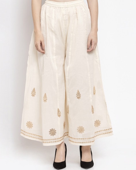 Leaf Embroidered Palazzos Price in India